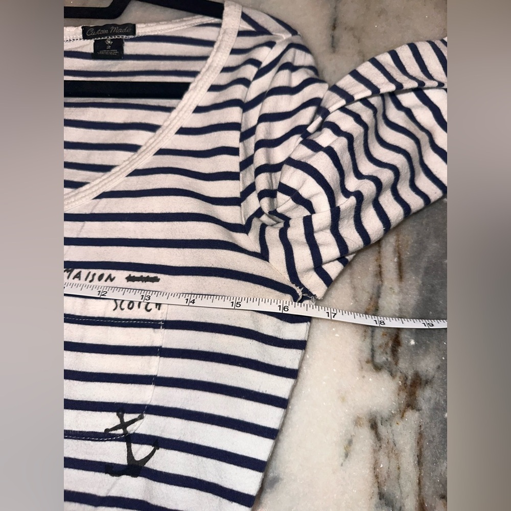 Maison Scotch & Soda Size 2 Women's Striped Top - Black and White Logo Tshirt - Picture 13 of 13